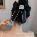 New Fabric Pearl Rhinestone Big Hair Barrettes Bow Knot Fashion Accessories Hairpin Korean Luxury Spring Clip